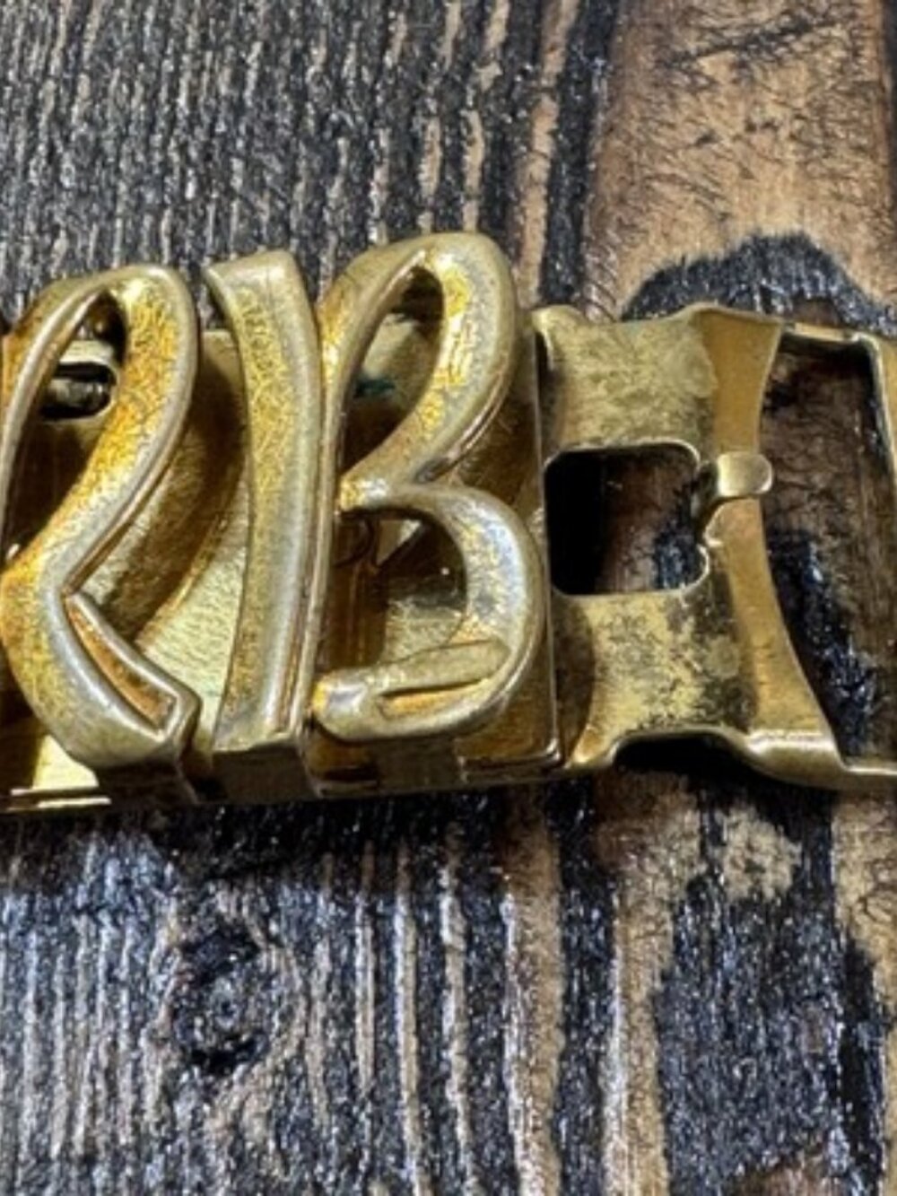 Vintage‎ Hickok Metal Belt Buckle Made In USA Letters RB - Gold Color